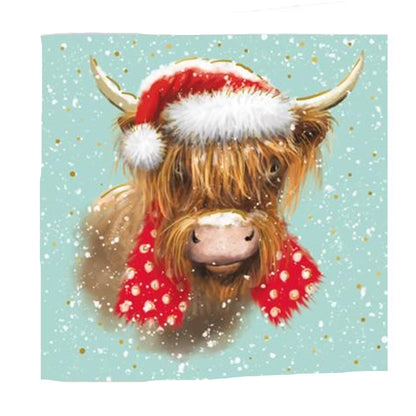 Multicoloured - Front - IG Design Square Highland Cow Christmas Greetings Card (Pack of 10)