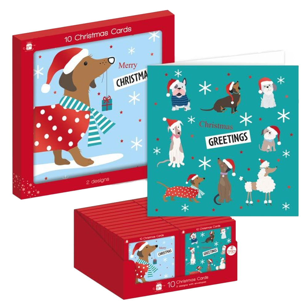 Multicoloured - Back - IG Design Square Dachshund Christmas Greetings Card (Pack of 10)