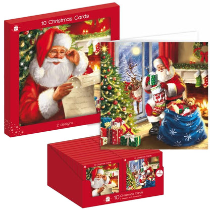 Multicoloured - Back - IG Design Square Santa Christmas Greetings Card (Pack of 10)