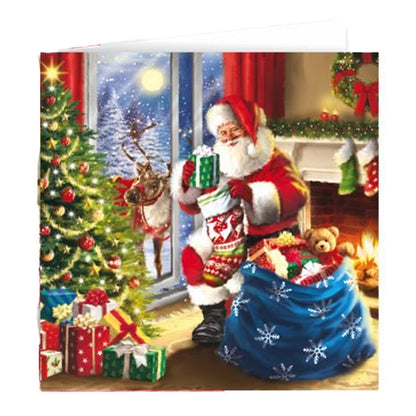 Multicoloured - Front - IG Design Square Santa Christmas Greetings Card (Pack of 10)