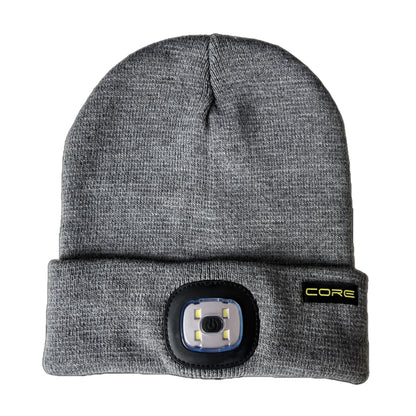 Grey - Front - Core Rechargeable LED Light Beanie