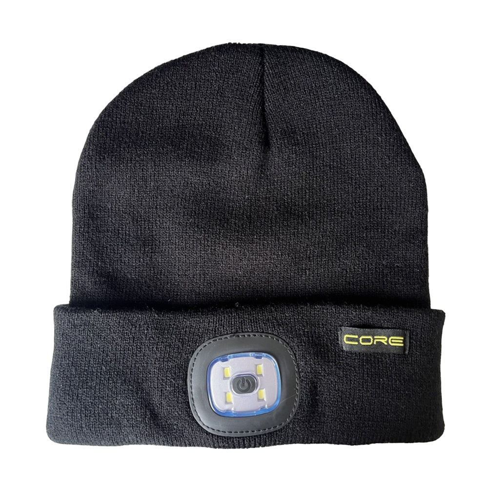 Black - Front - Core Rechargeable LED Light Beanie