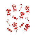 White-Red - Front - Premier Glitter Candy Christmas Window Sticker