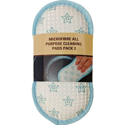 White-Blue - Front - Groundsman Microfibre Stars Cleaning Pad (Pack of 3)