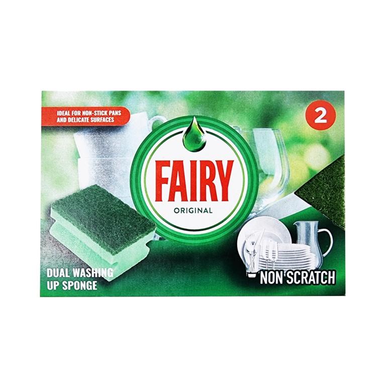 Green - Front - Fairy Dual Sponge Scourer (Pack of 2)