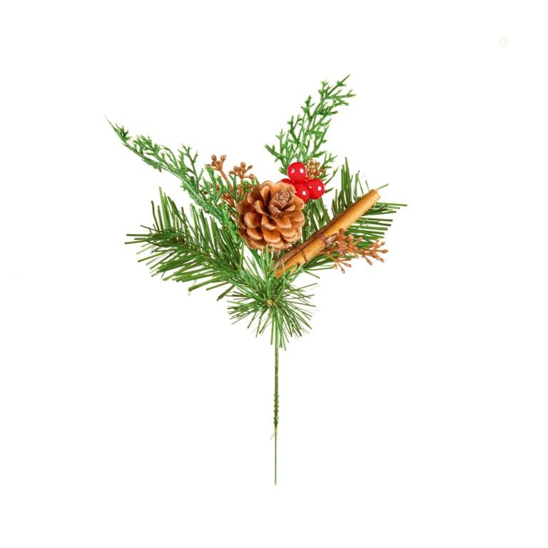 Red-Green - Front - Premier Cinnamon Christmas Tree Pick