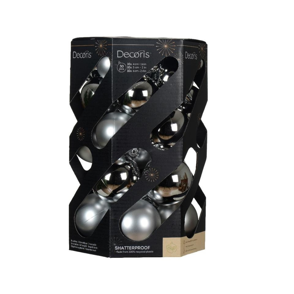 Silver - Front - Kaemingk Polystyrene Christmas Bauble (Pack of 30)