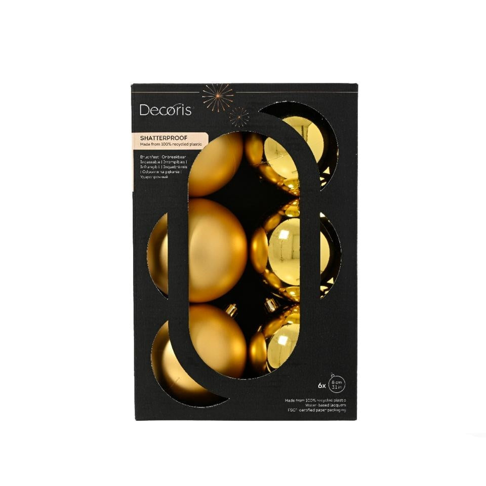 Golden - Front - Kaemingk Polystyrene Christmas Bauble (Pack of 6)
