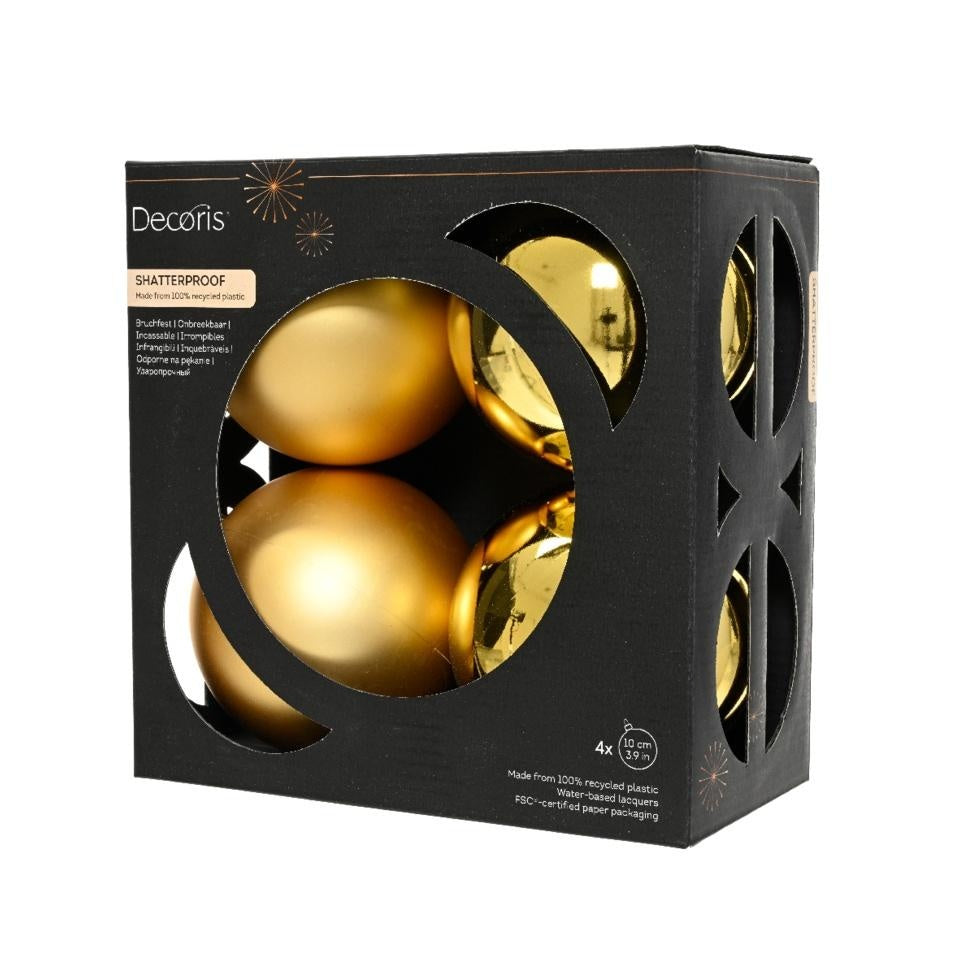 Golden - Front - Kaemingk Polystyrene Christmas Bauble (Pack of 4)