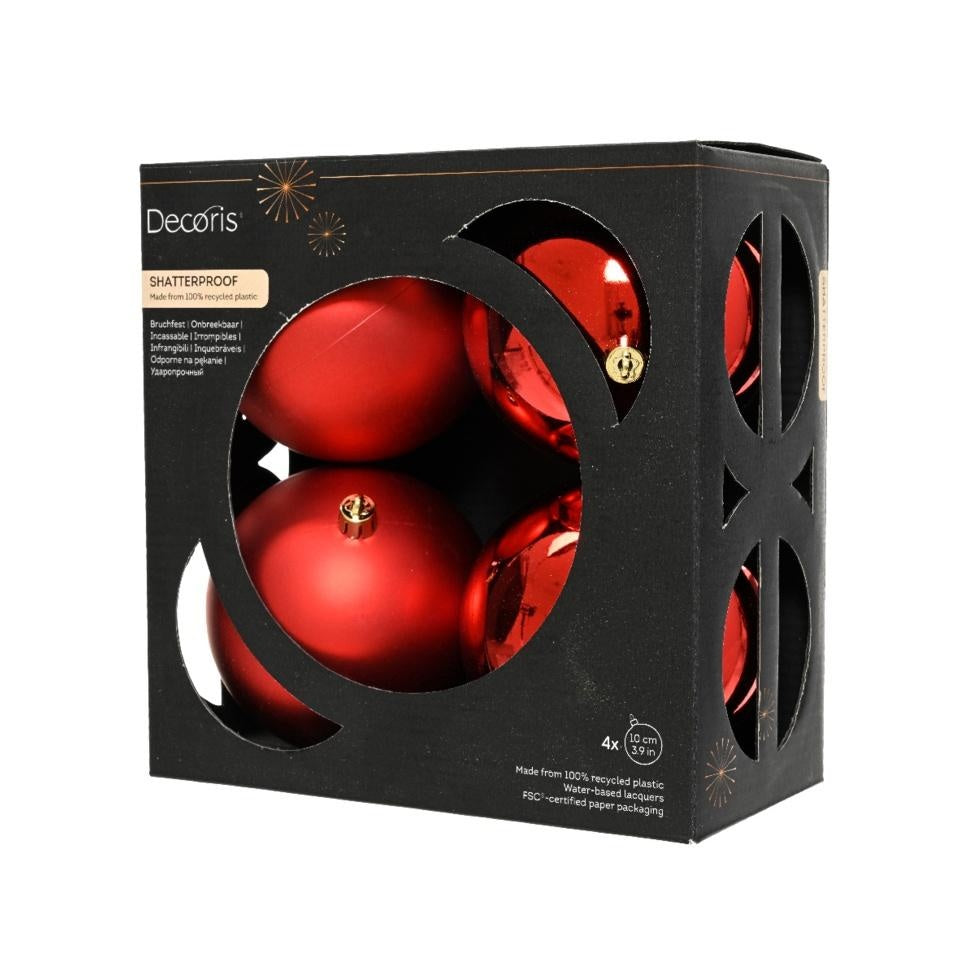 Red - Front - Kaemingk Polystyrene Christmas Bauble (Pack of 4)