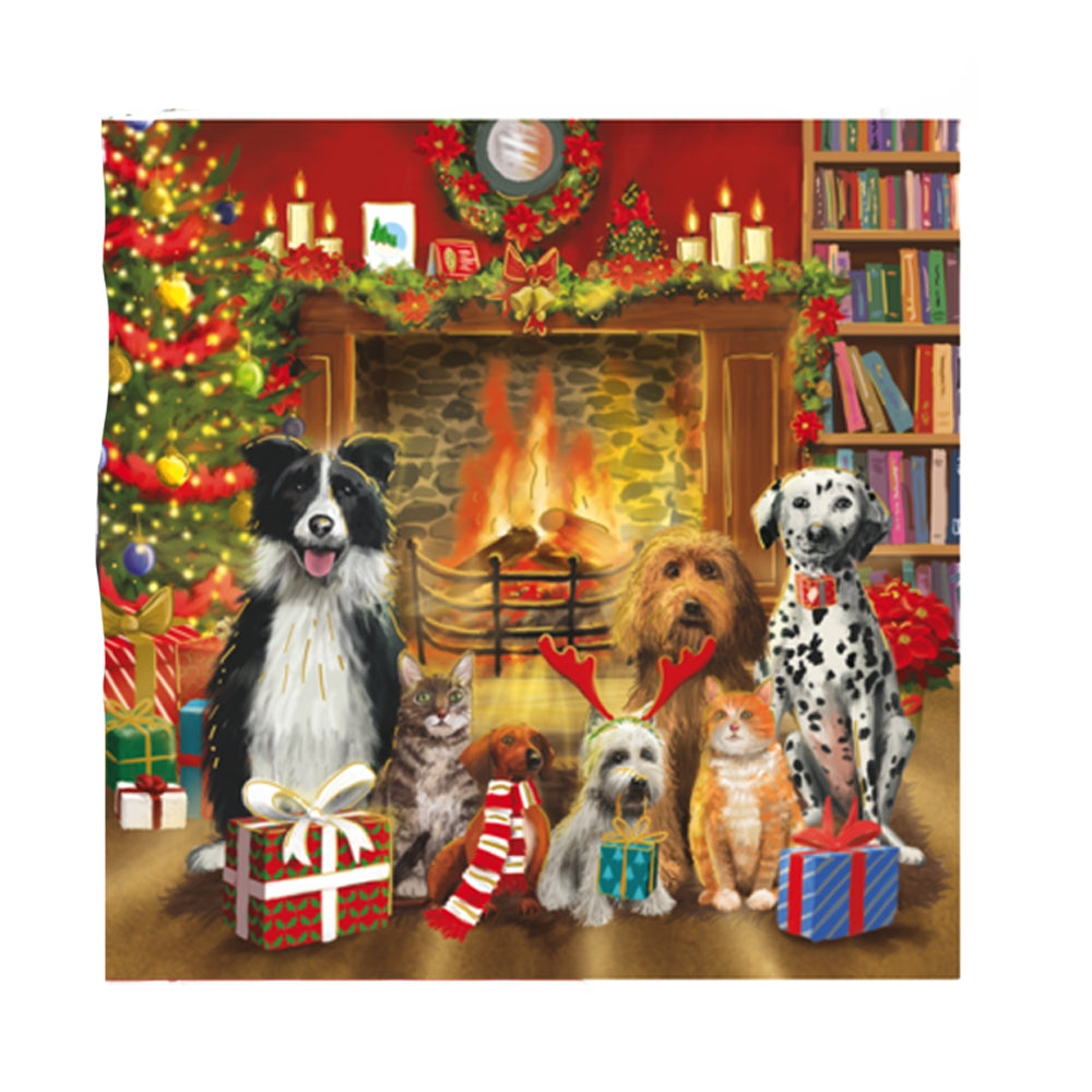 Multicoloured - Front - IG Design Square Pets Christmas Greetings Card (Pack of 10)
