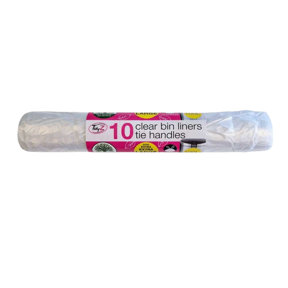 Transparent - Front - Tidyz Plastic 100L Clear Swing Bin Liners (Pack of 10)