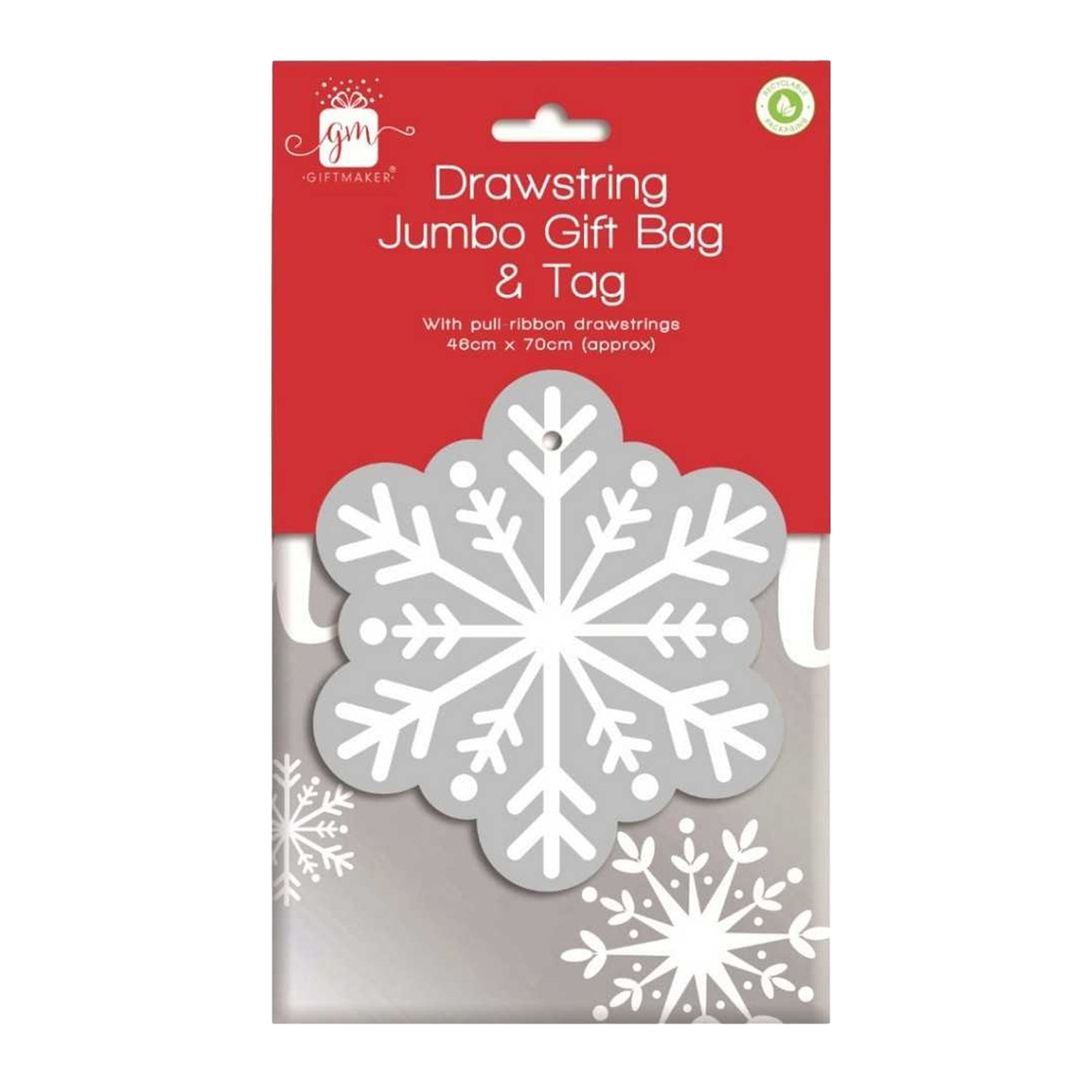 Grey-White - Front - IG Design Snowflake Plastic Holographic Drawstring Bag
