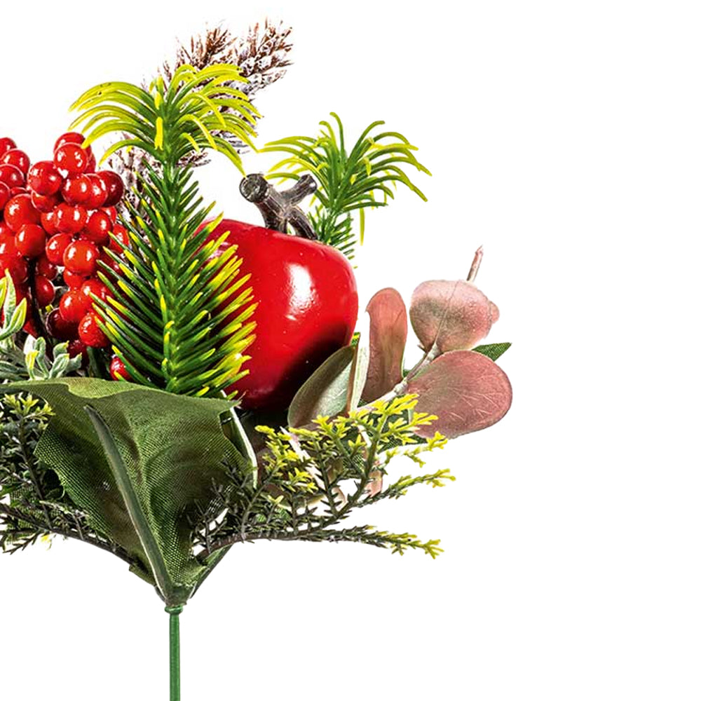 Green-Red - Back - Premier Apple Cone Christmas Tree Pick (Pack of 2)