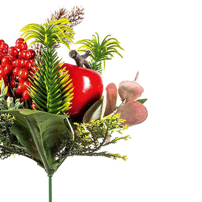 Green-Red - Back - Premier Apple Cone Christmas Tree Pick (Pack of 2)