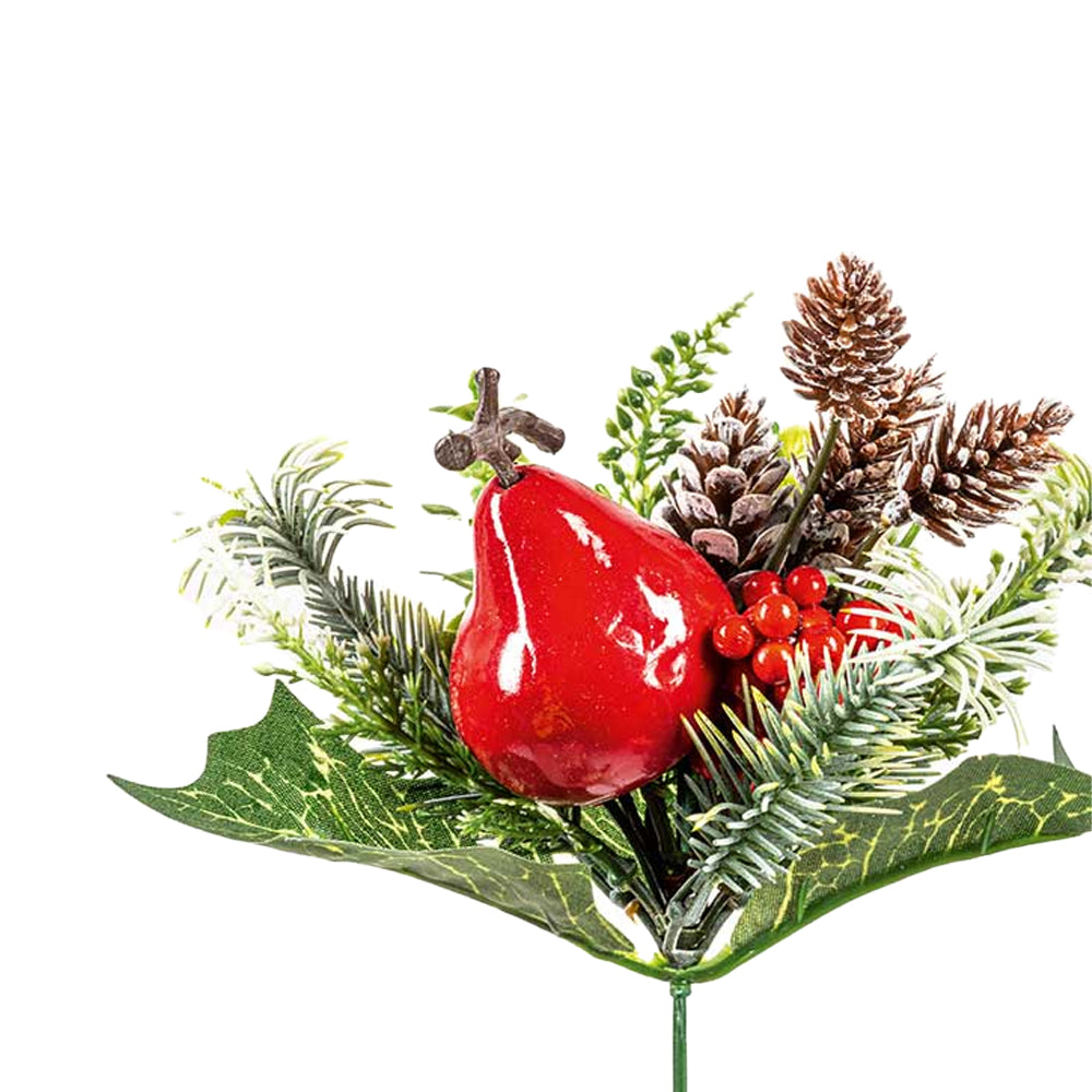 Green-Red - Side - Premier Apple Cone Christmas Tree Pick (Pack of 2)