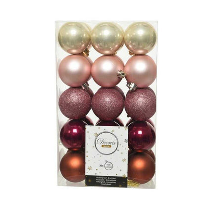 Multicoloured - Front - Kaemingk Shatterproof Christmas Bauble (Pack of 30)
