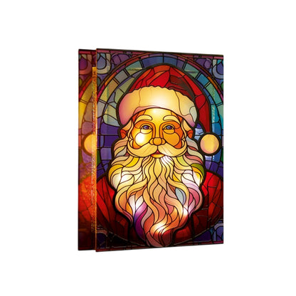 Red-Blue - Back - Premier Glass Santa LED Christmas Decoration
