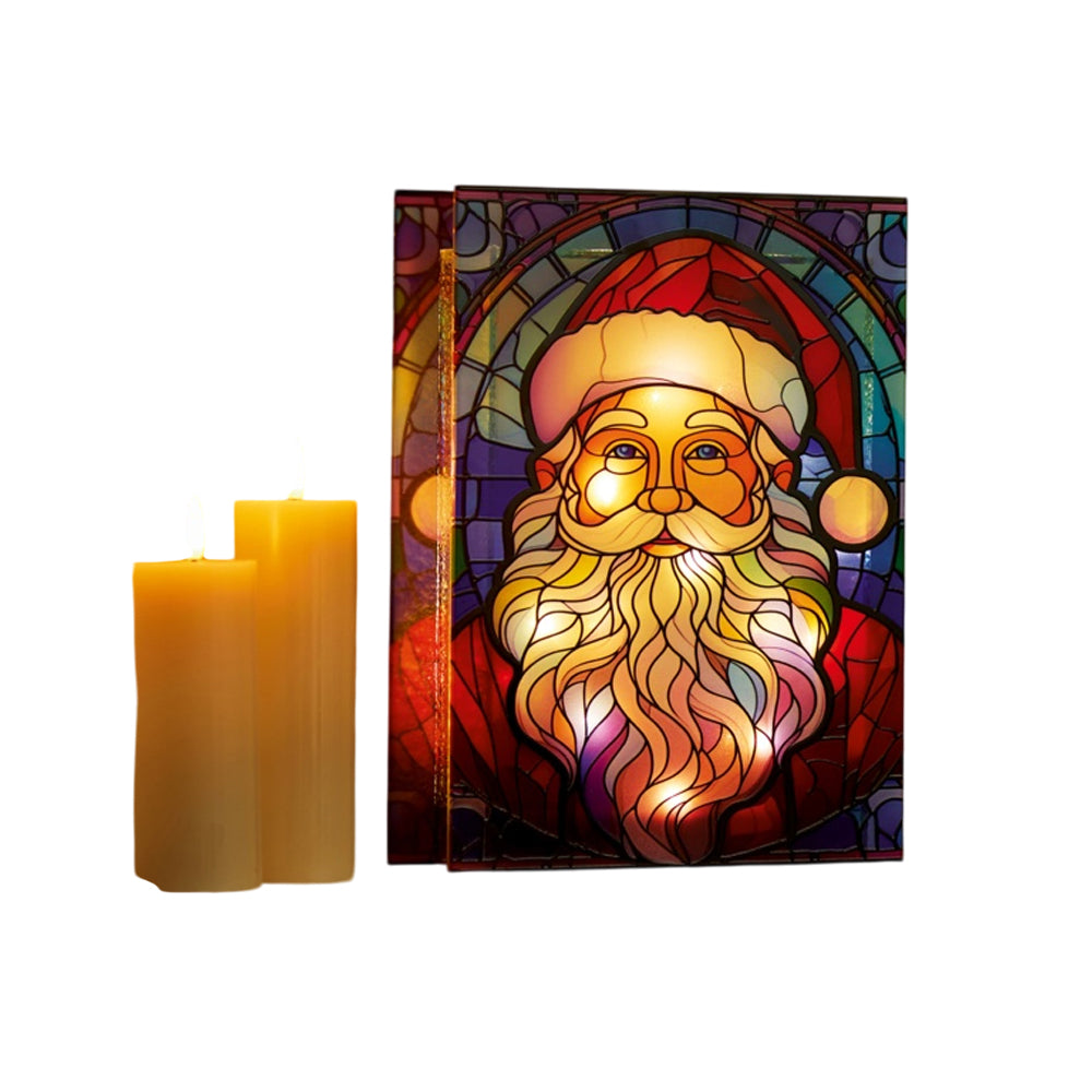 Red-Blue - Side - Premier Glass Santa LED Christmas Decoration