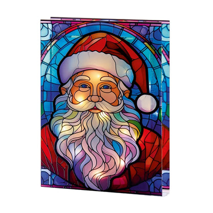 Red-Blue - Front - Premier Glass Santa LED Christmas Decoration