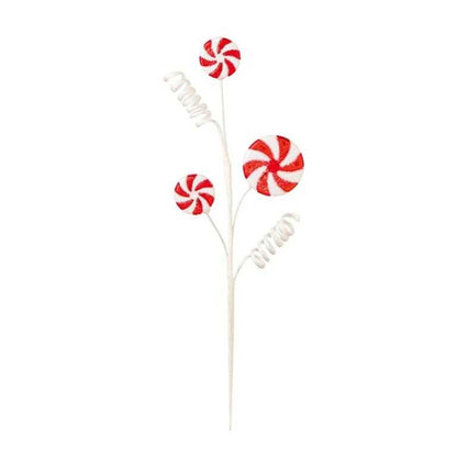 White-Red - Front - Premier Candy Christmas Tree Pick
