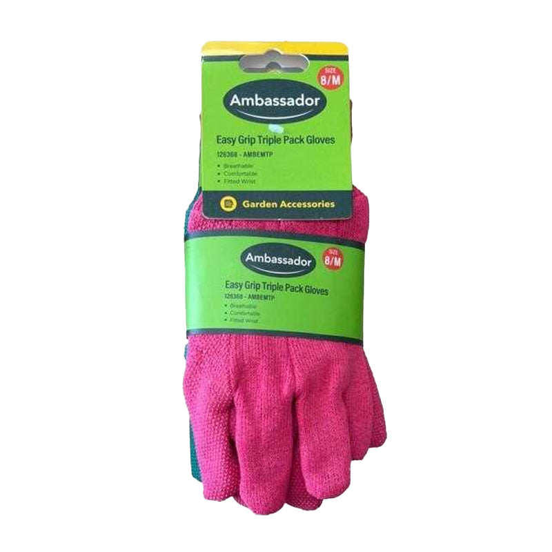 Pink-Green-Teal - Front - Ambassador Unisex Adult Cotton Gloves (Pack of 3)