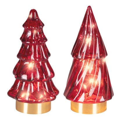 Red - Front - Kaemingk Christmas Tree LED Christmas Decoration (Pack of 2)