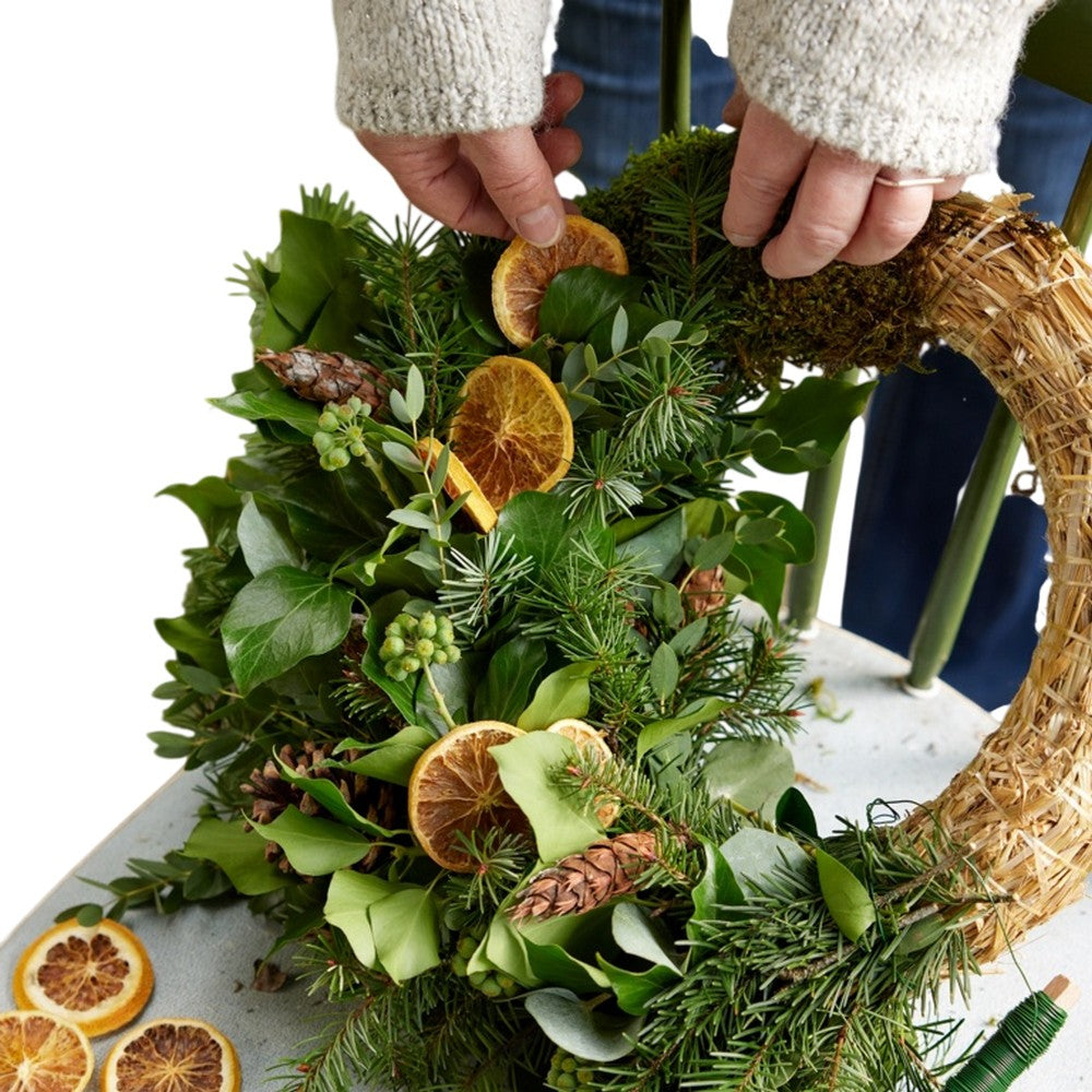 Brown - Back - Kaemingk Straw Wreath Christmas Decoration