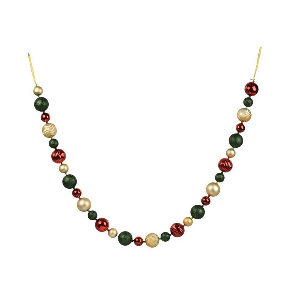Red-Gold-Green - Front - Kaemingk Bauble Christmas Garland
