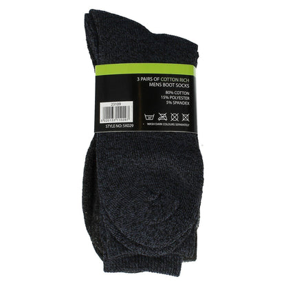 Grey-Black-Navy - Side - Laltex Mens Boot Socks (3 Pairs)
