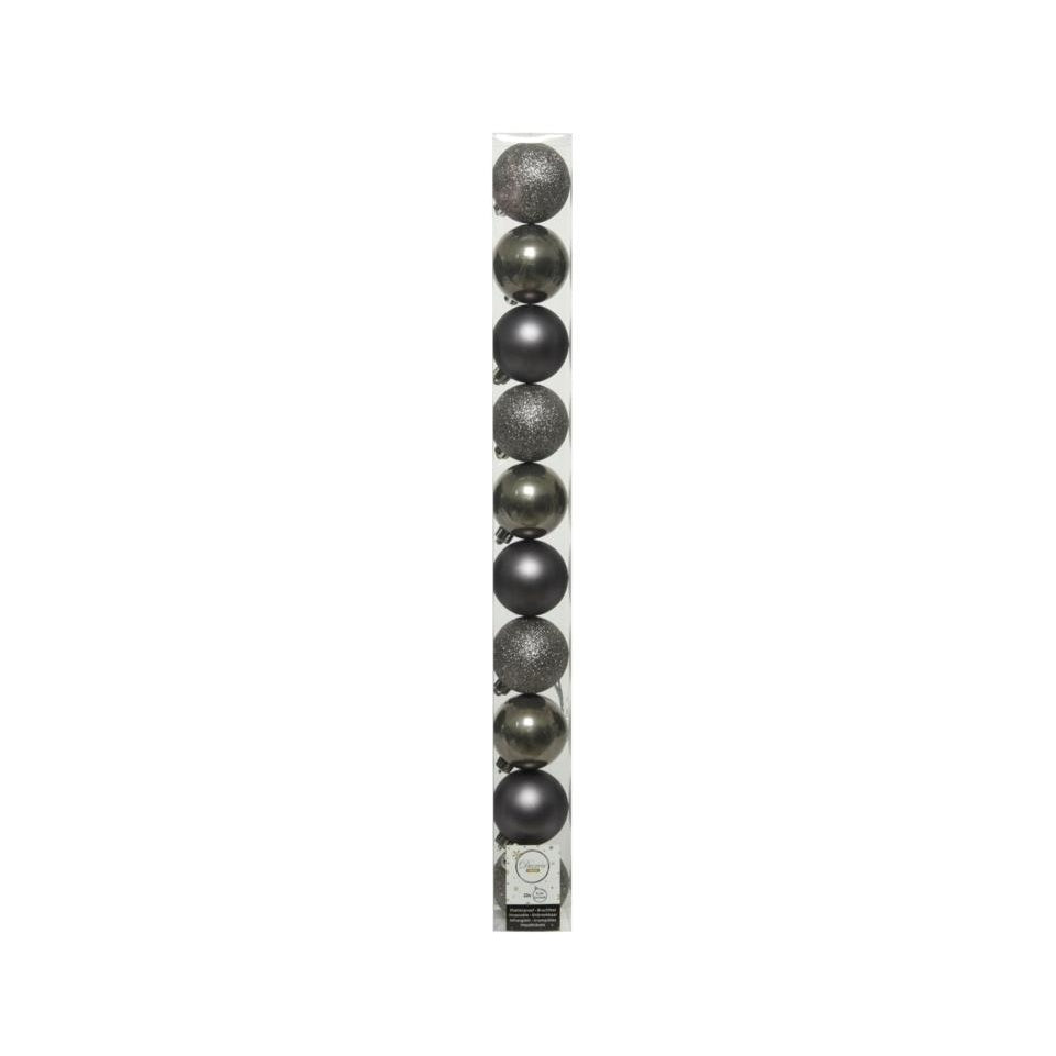 Warm Grey - Side - Kaemingk Plain Shatterproof Baubles (Pack Of 10)