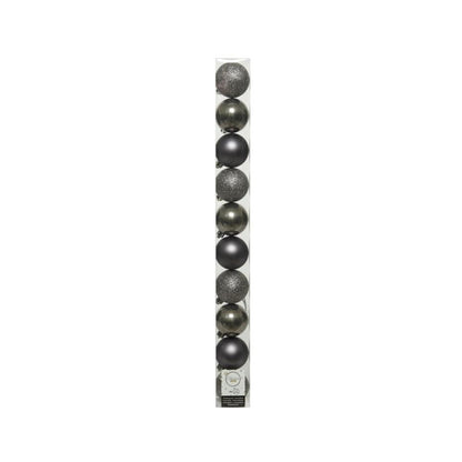 Warm Grey - Side - Kaemingk Plain Shatterproof Baubles (Pack Of 10)