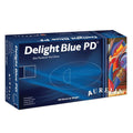 Blue - Back - Aurelia Delight Blue PD Blue Powdered Vinyl Gloves (Pack Of 100)