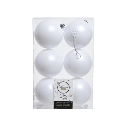 Warm White - Front - Kaemingk Shatterproof Plain Christmas Baubles (Pack Of 6)