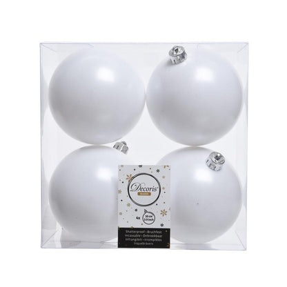 Warm White - Front - Kaemingk Shatterproof Plain Christmas Baubles (Pack Of 4)
