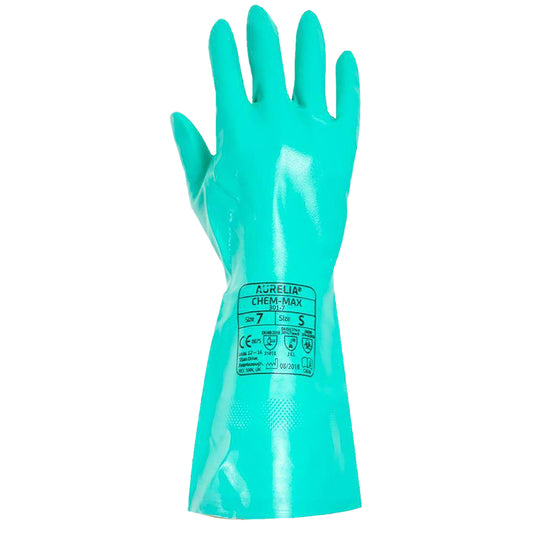 Turquoise - Front - Aurelia Unisex Adults Chem Max Nitrile Chemical Gauntlet Rubber Glove
