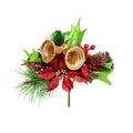 Red-Green-Gold - Front - Premier Poinsettia Pick Christmas Decoration