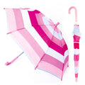 Pink-White - Side - Drizzles Childrens-Kids Striped Umbrella