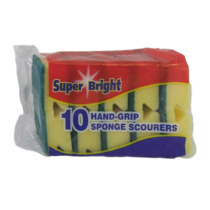 Yellow-Green - Front - Superbright Hand Grip Sponge Scourers (Pack Of 10)