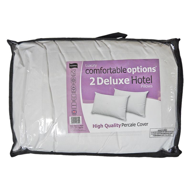White - Back - Comfortable Options Hotel Pillows (Pack Of 2)