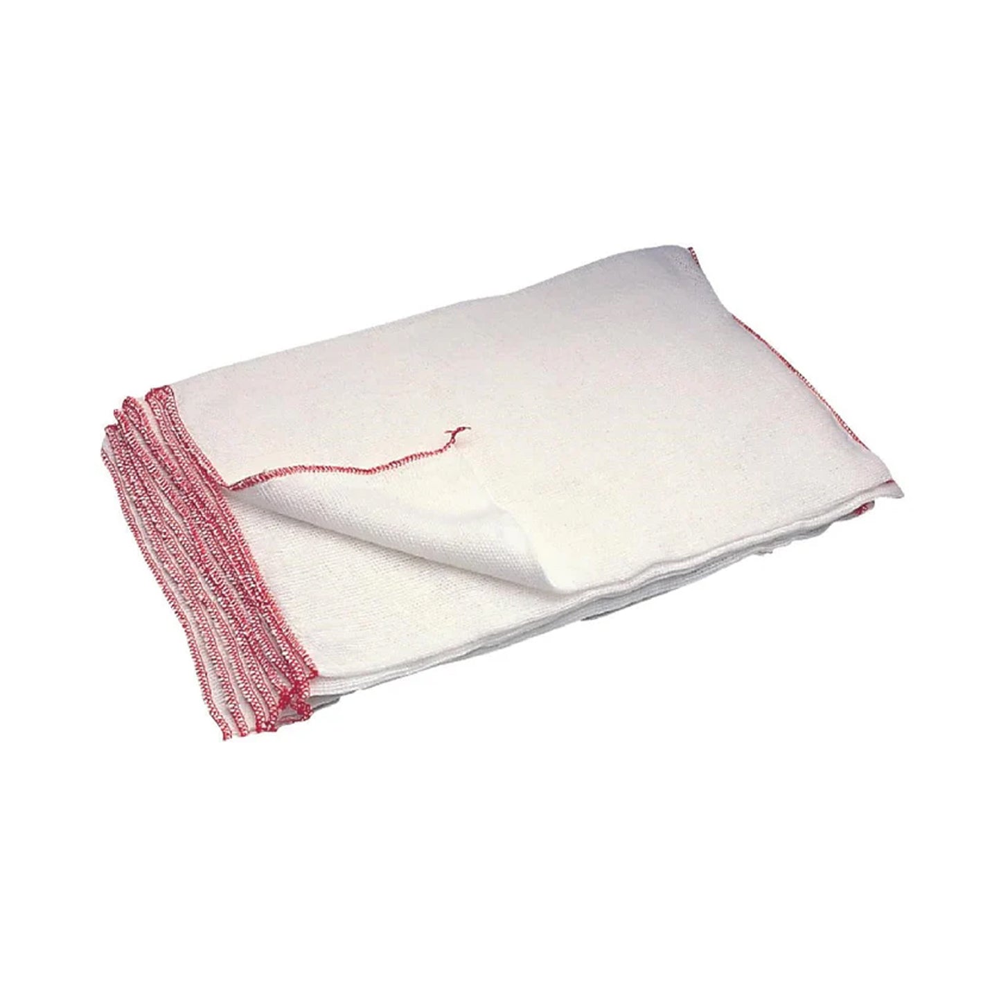 White-Red - Side - Bleached Dish Cloth (Pack of 10)