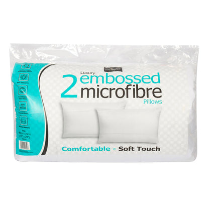 White - Front - Easy Comfort Twin Embossed Pillows (Pack Of 2)