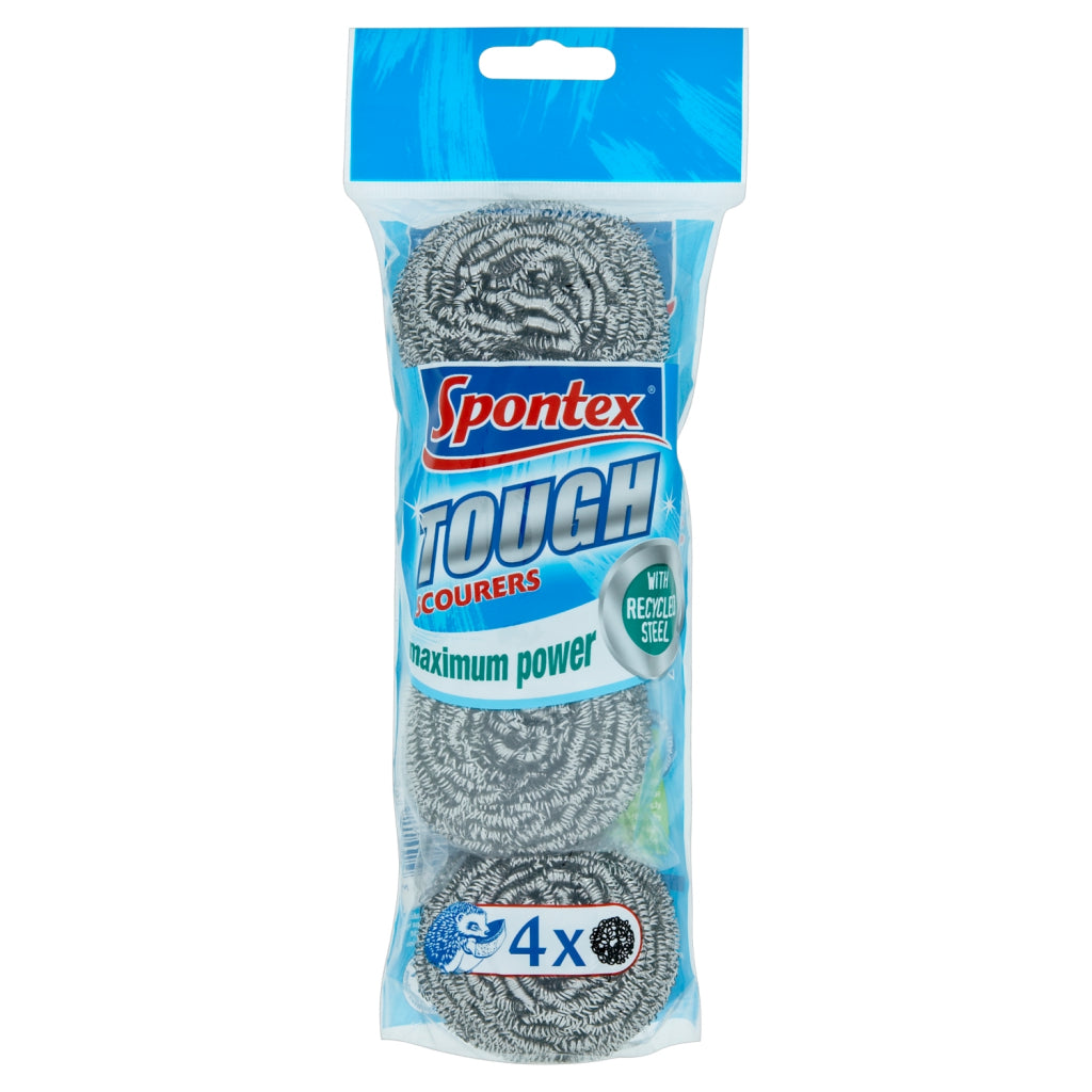 Silver - Front - Spontex Tough Scouring Pads (Pack of 4)