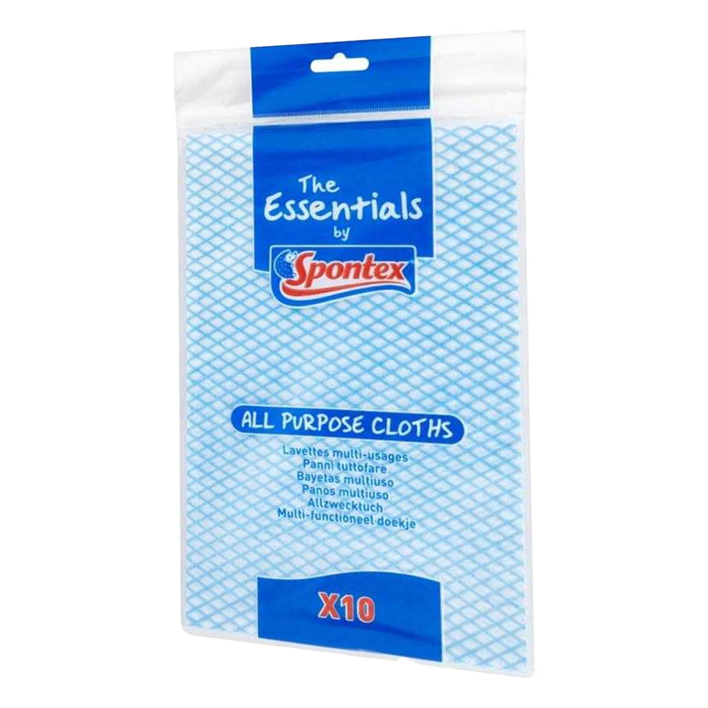 Blue-White - Back - Spontex Essentials Cleaning Cloths (Pack of 10)