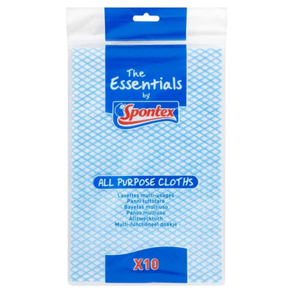 Blue-White - Front - Spontex Essentials Cleaning Cloths (Pack of 10)