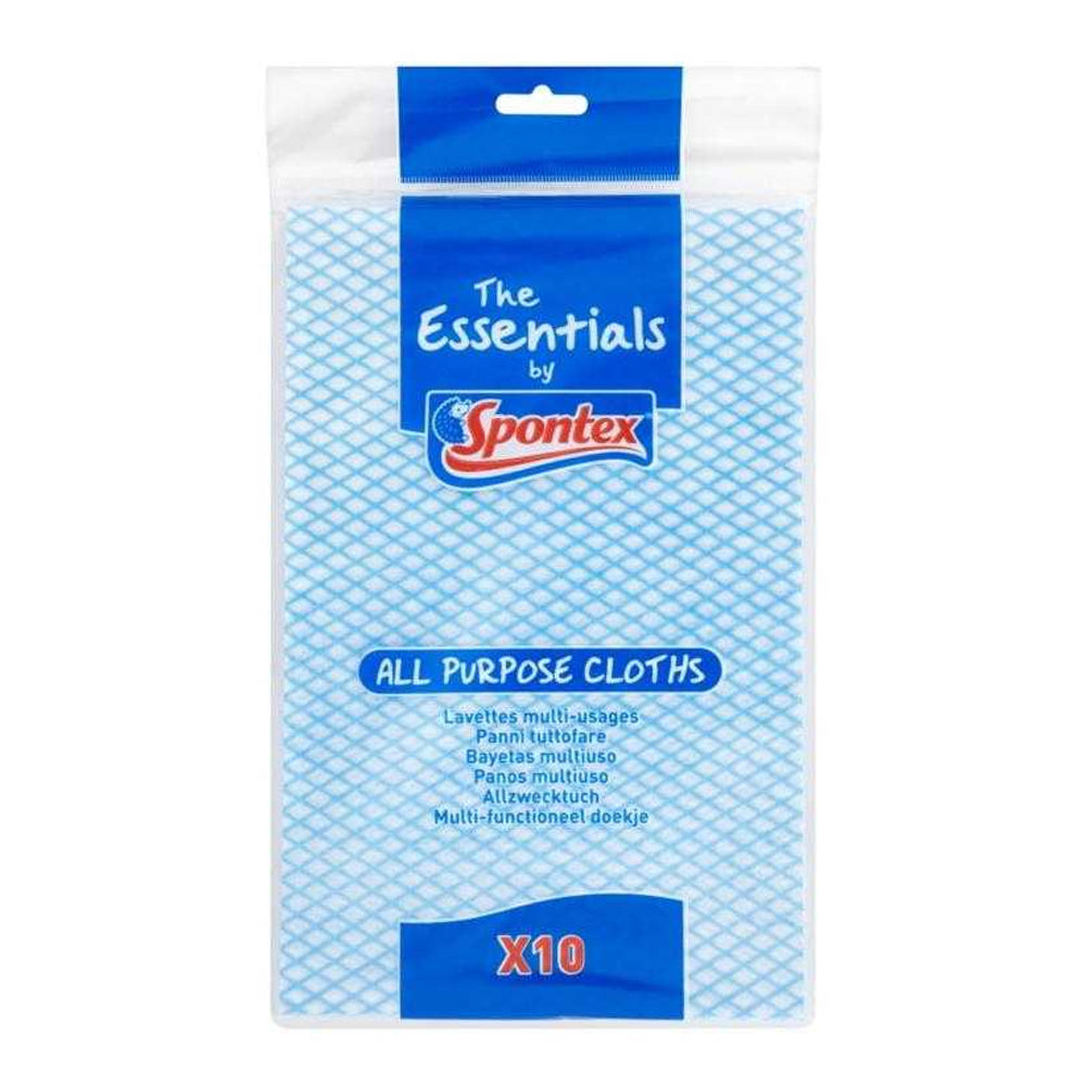 Blue-White - Front - Spontex Essentials Cleaning Cloths (Pack of 10)