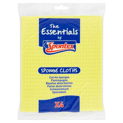 Yellow - Front - Spontex Essentials Sponge Cleaning Cloths (Pack of 4)