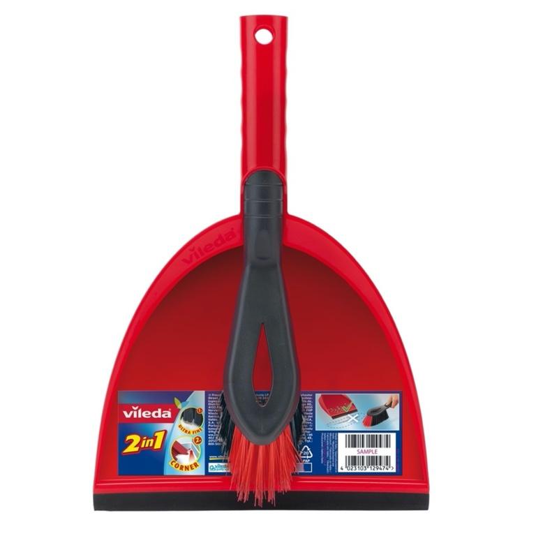 Red-Black - Front - Vileda Dustpan and Brush Set