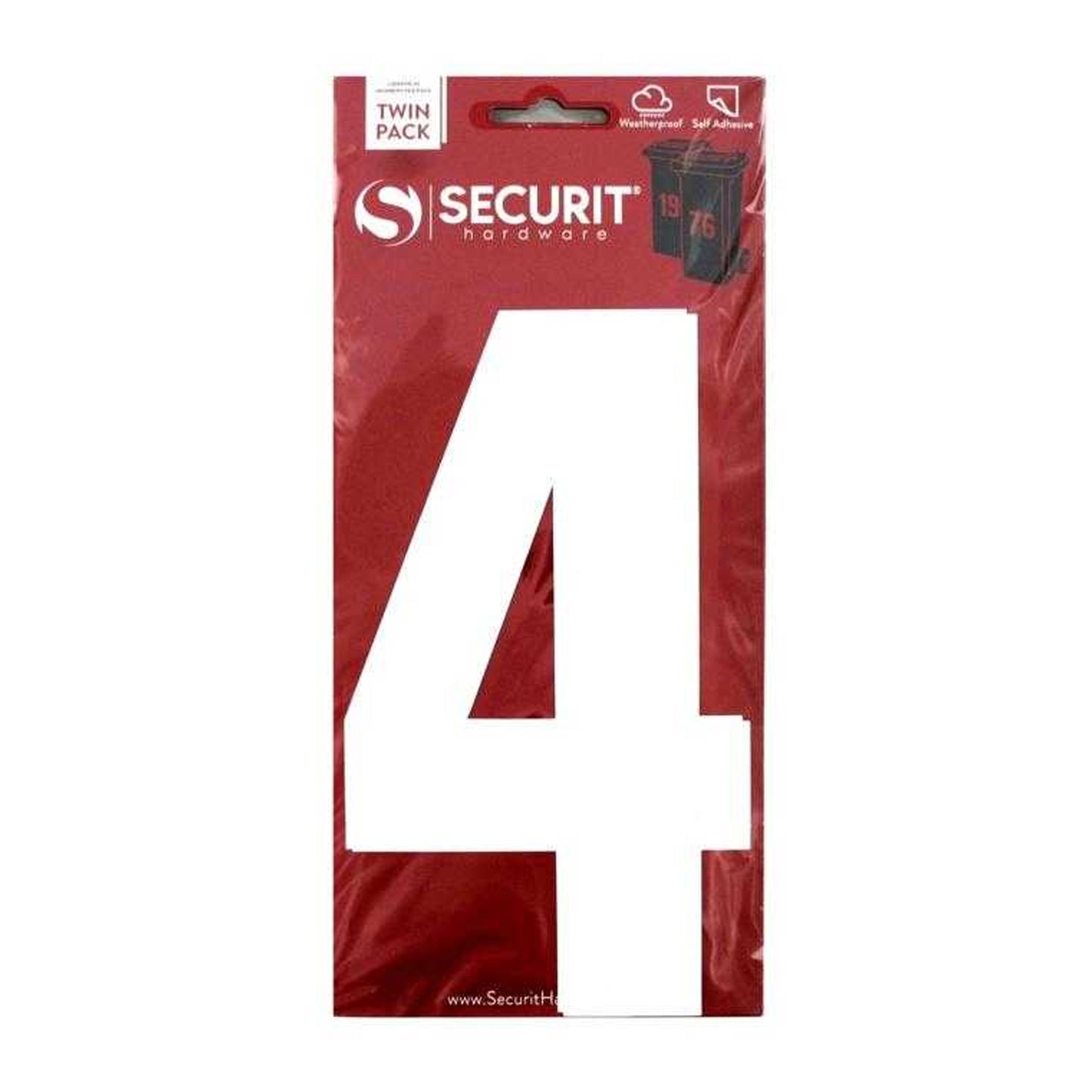 White - Front - Securit 4 Bin Number (Pack of 2)