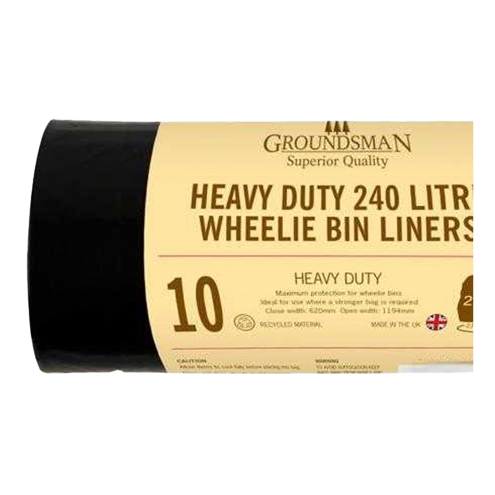 Black - Back - Groundsman Wheelie Bin Liners (Pack Of 10)